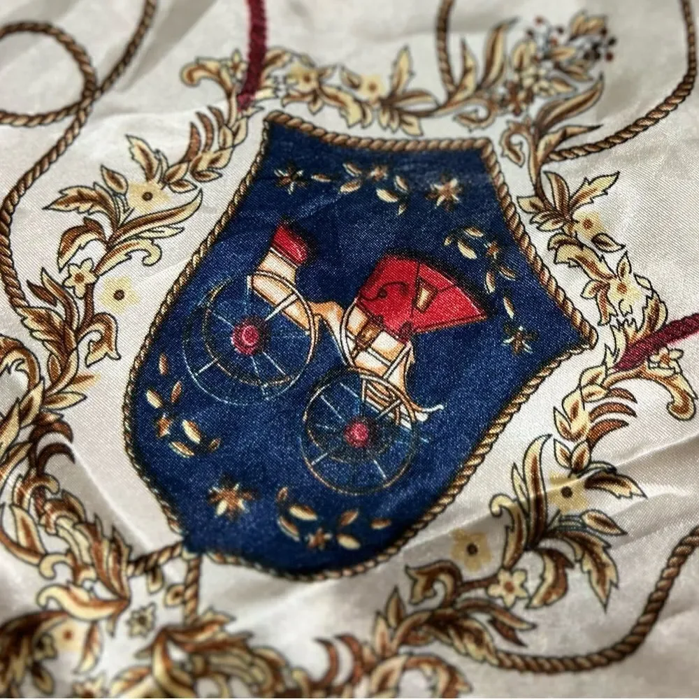 Classic Blue, Red and Cream Silk-Feel Scarf